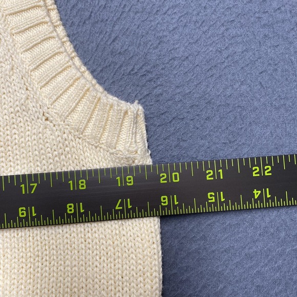 Vintage Heather Loom Sweater Vest Mens Medium White Cable Knit Hong Kong 80s - Picture 6 of 8